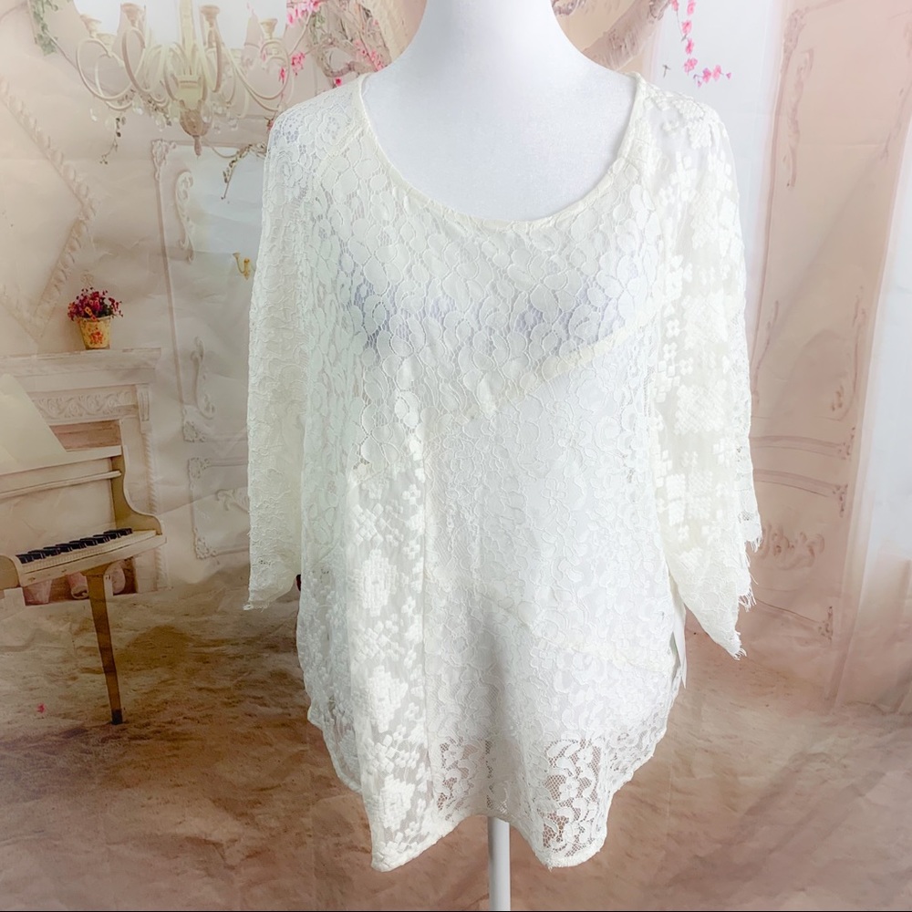 NEW Karen Kane White Eyelet lace Riviera Blouse